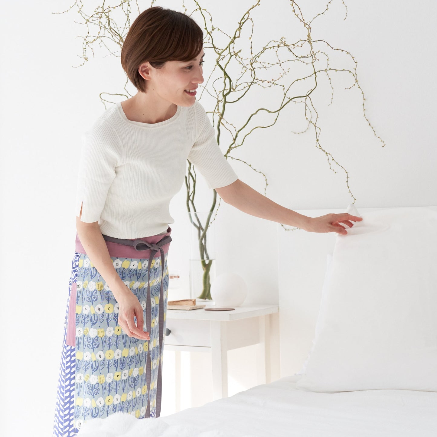 サロンエプロン │ リーフライズフラワー柄